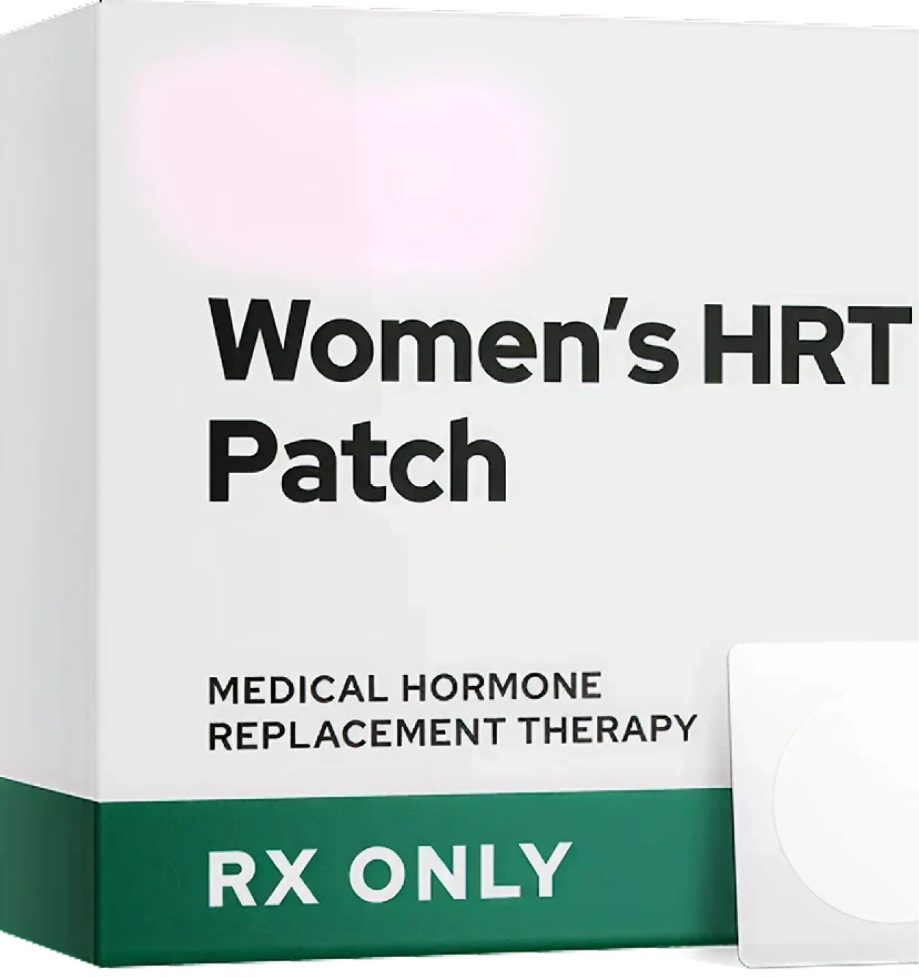 Box of Henry Women's HRT patch with medical hormone replacement therapy. Patch visible, RX only.