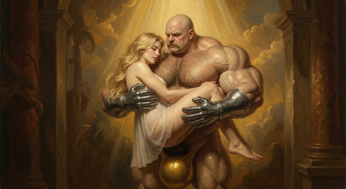 the embrace, oil and gold