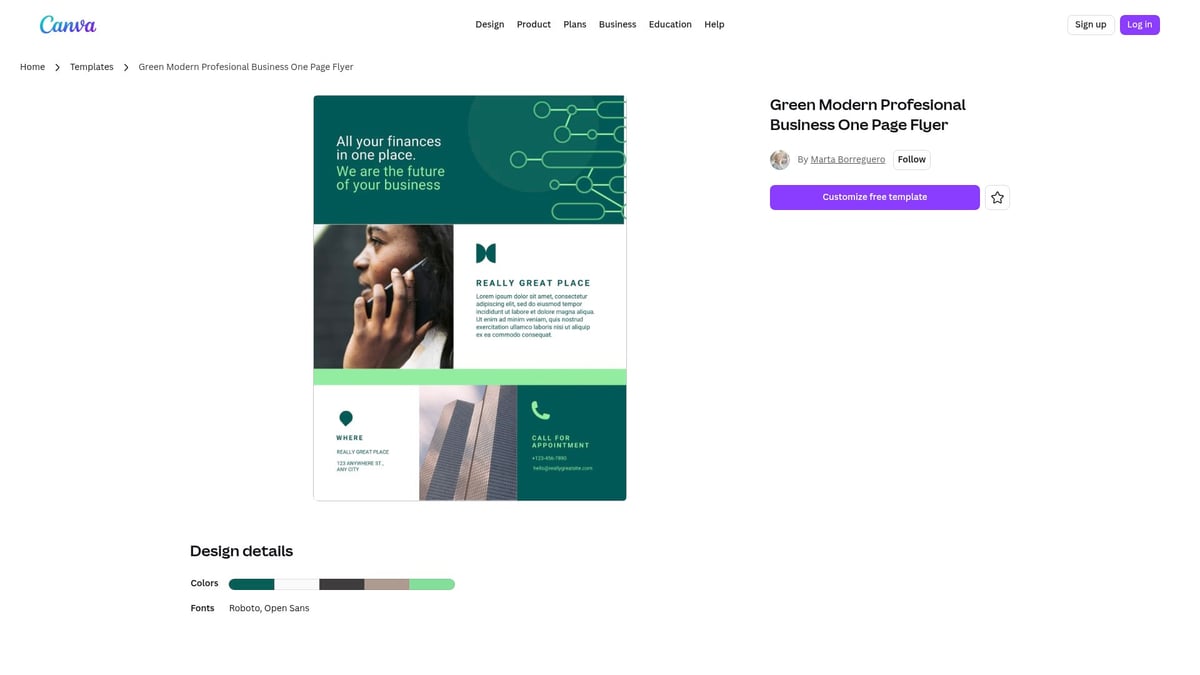 7 Stunning One Page Template Picks for 2026 Websites - Canva – Green Modern Professional Business One Page Flyer