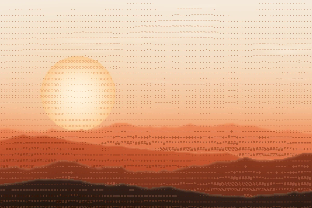 Landscape drawn in text characters