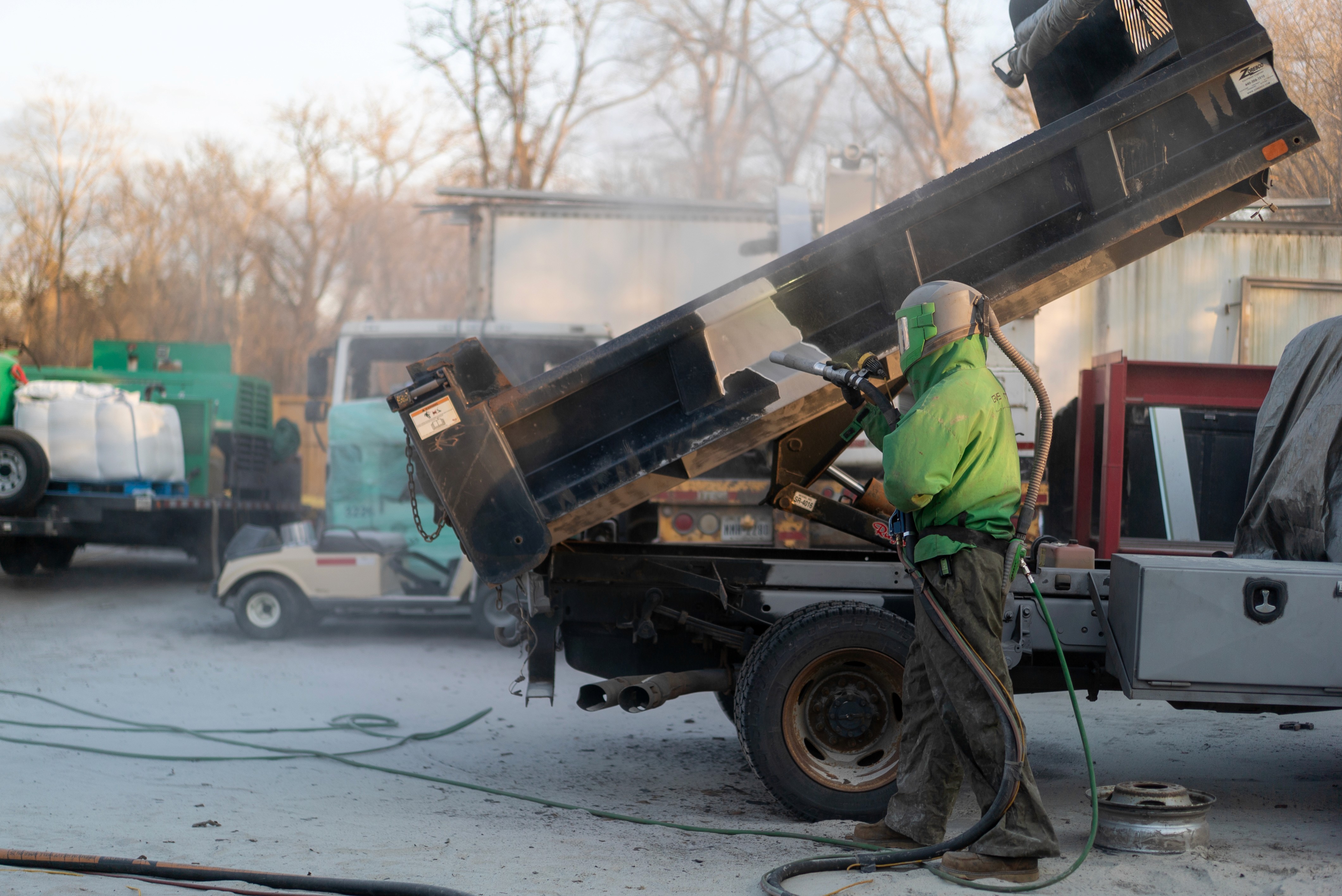 Truck & equipment sandblasting by Rochester Sandblasting