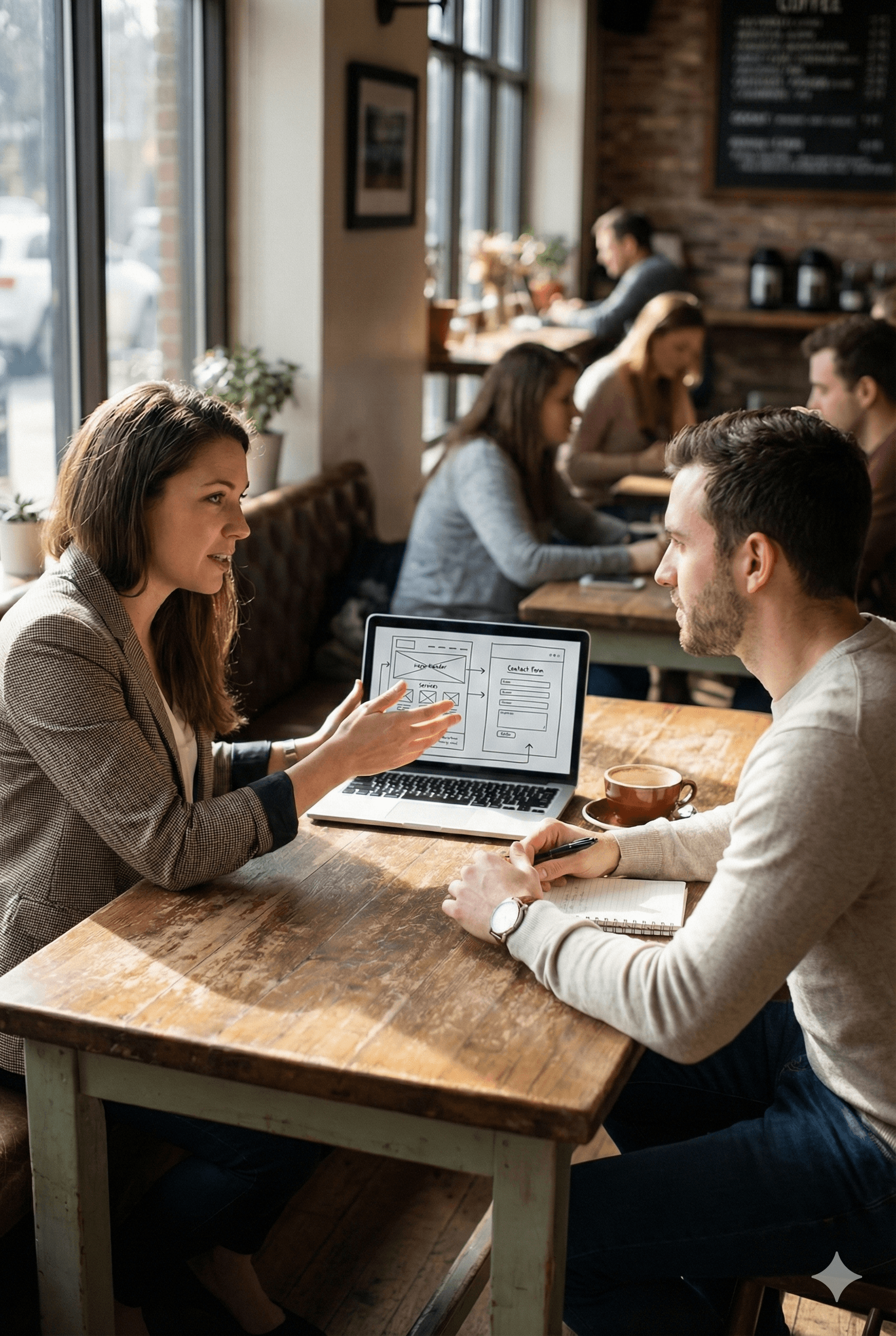 Two people sitting at a table