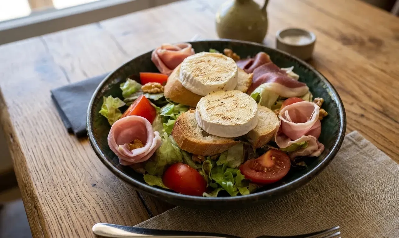 Assortment of cured meats and charcuterie on a platter.