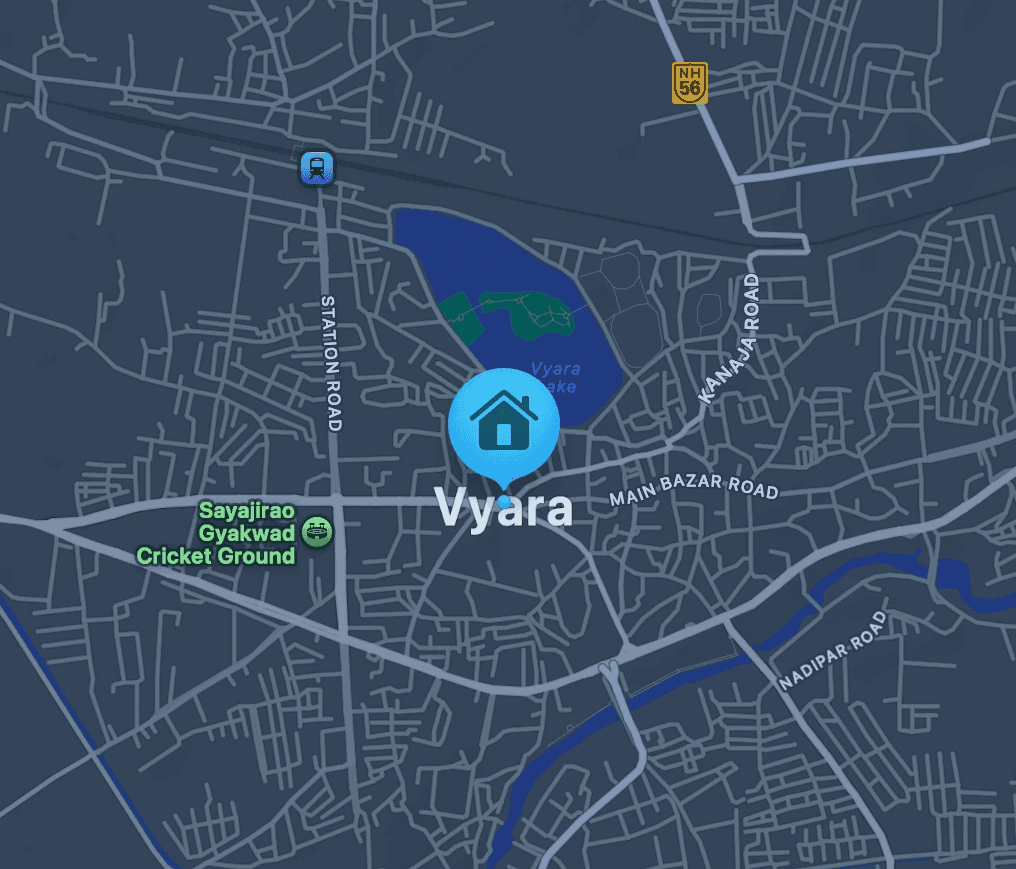 map of the city vyara