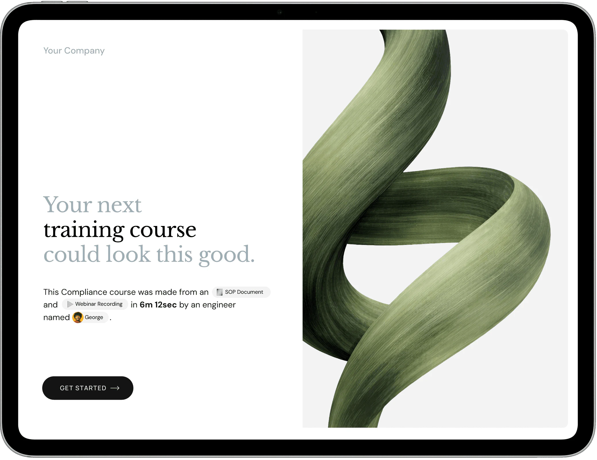 A finished CreateUpon training course built from an SOP document and a webinar recording in just over six minutes.