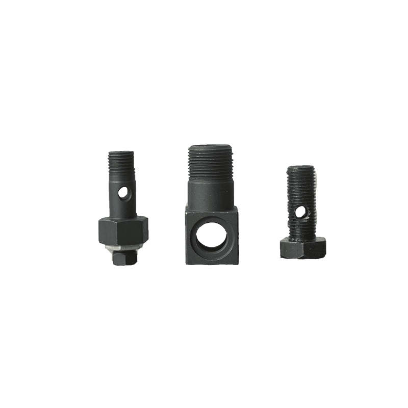 Return and inlet bolt for PU machine hydraulic system, precision fitting for fluid control	