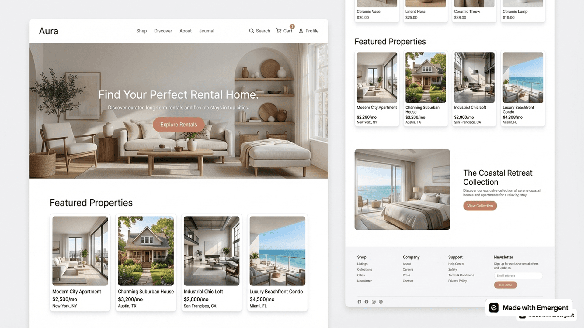 rental website made with emergent
