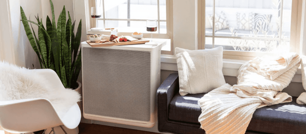 Gradient heat pump in a window seat nook