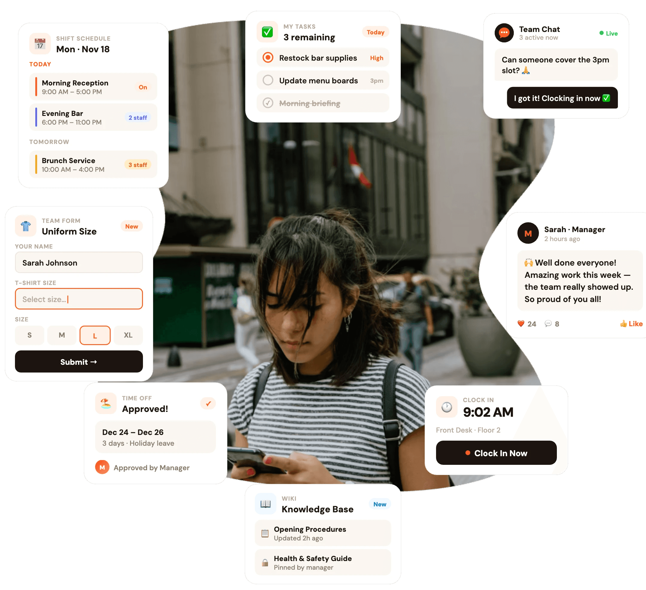 Pebb: All-in-one Employee App: Shifts, Clock in, Chats, Tasks, Forms, and more