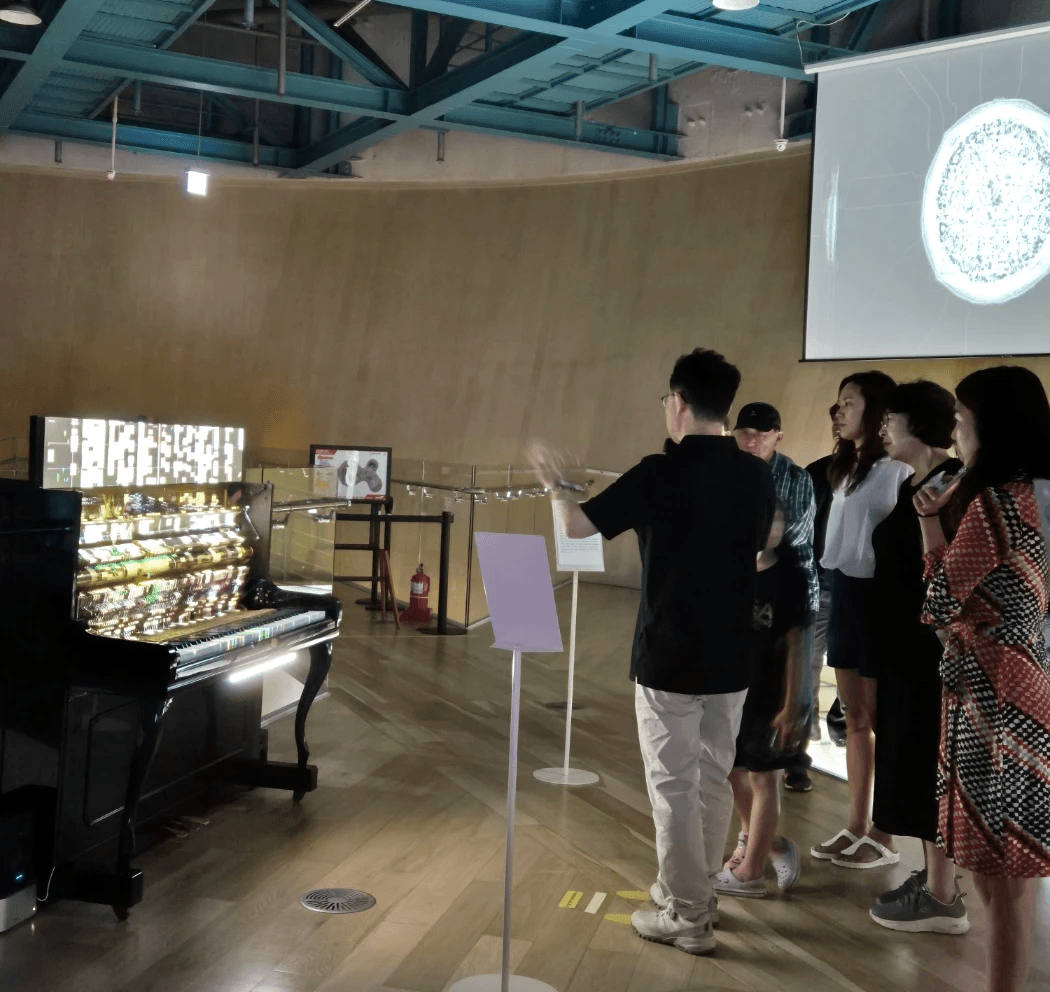 Minimal home office with abstract wall art