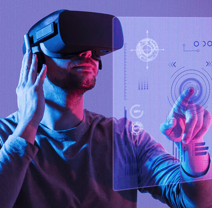 Visual representation of design strategies focused on the metaverse, combining virtual reality and digital experiences.