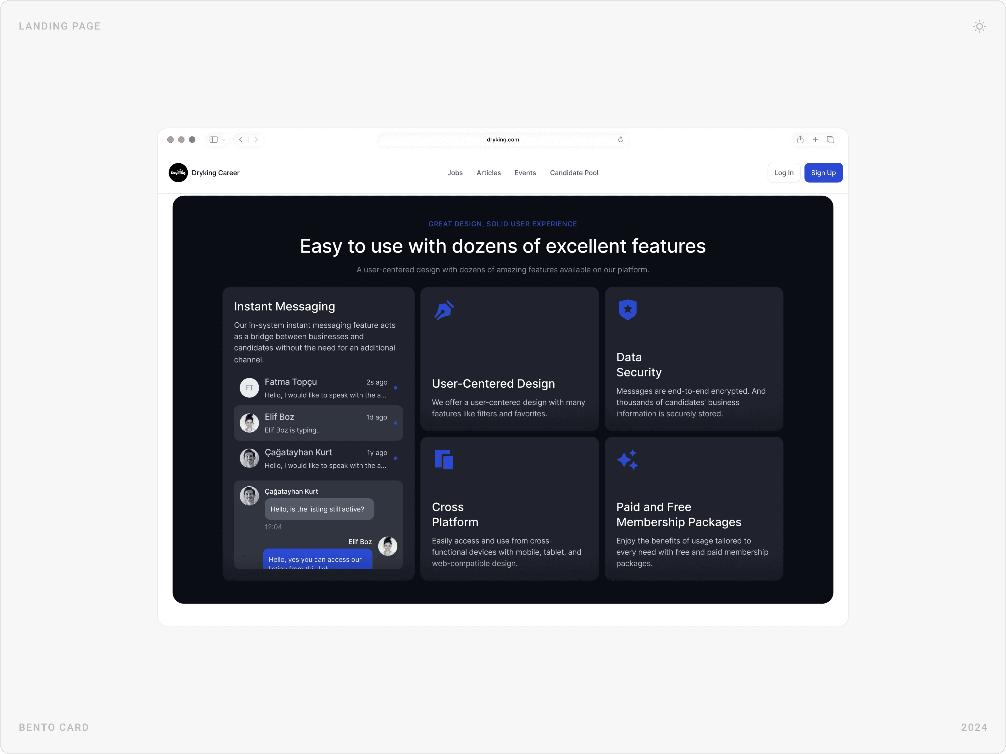 Modern Platform Features Bento Card Design
