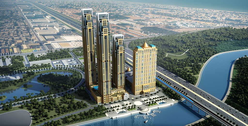Two towers are located next to each other, featuring the Noora Tower in the foreground.