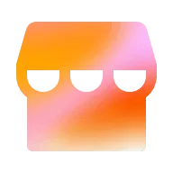 Abstract image with a gradient of orange and pink colors, featuring three white curved shapes in the center.