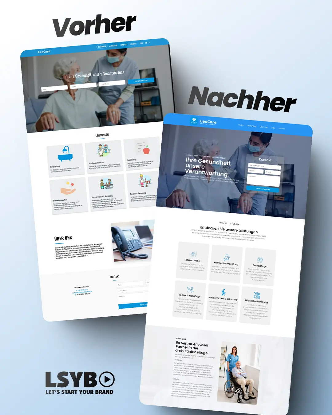 Website Redesign Pflegedienst: Vorher & Nachher Vergleich