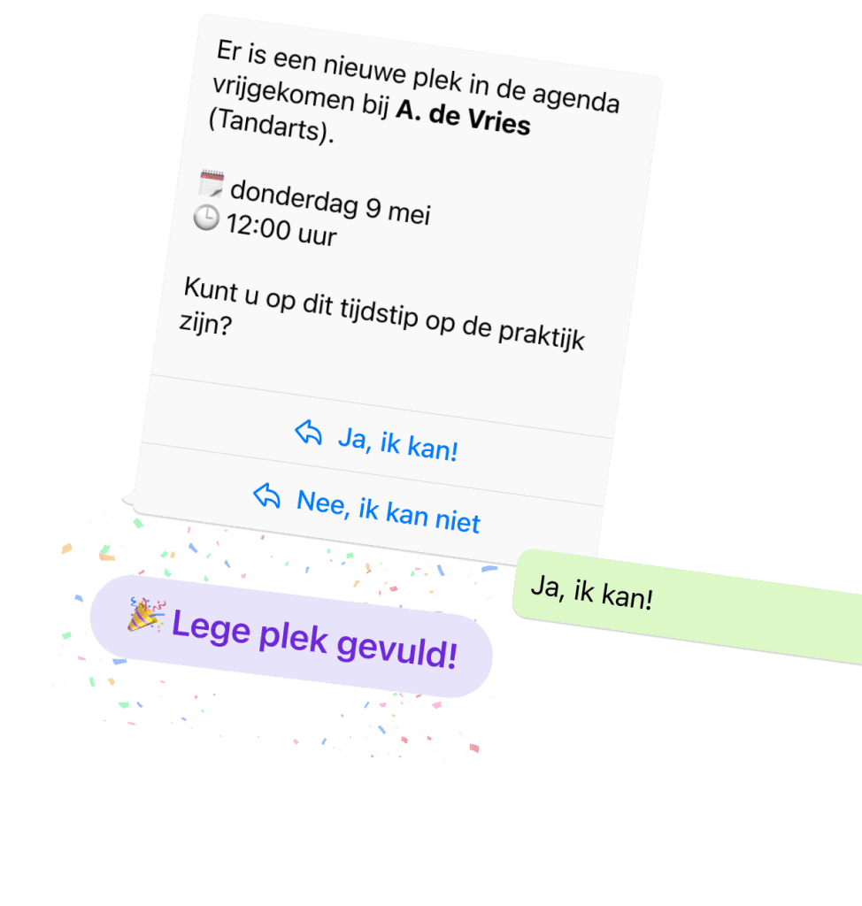 Een bericht van de tandarts via WhatsApp