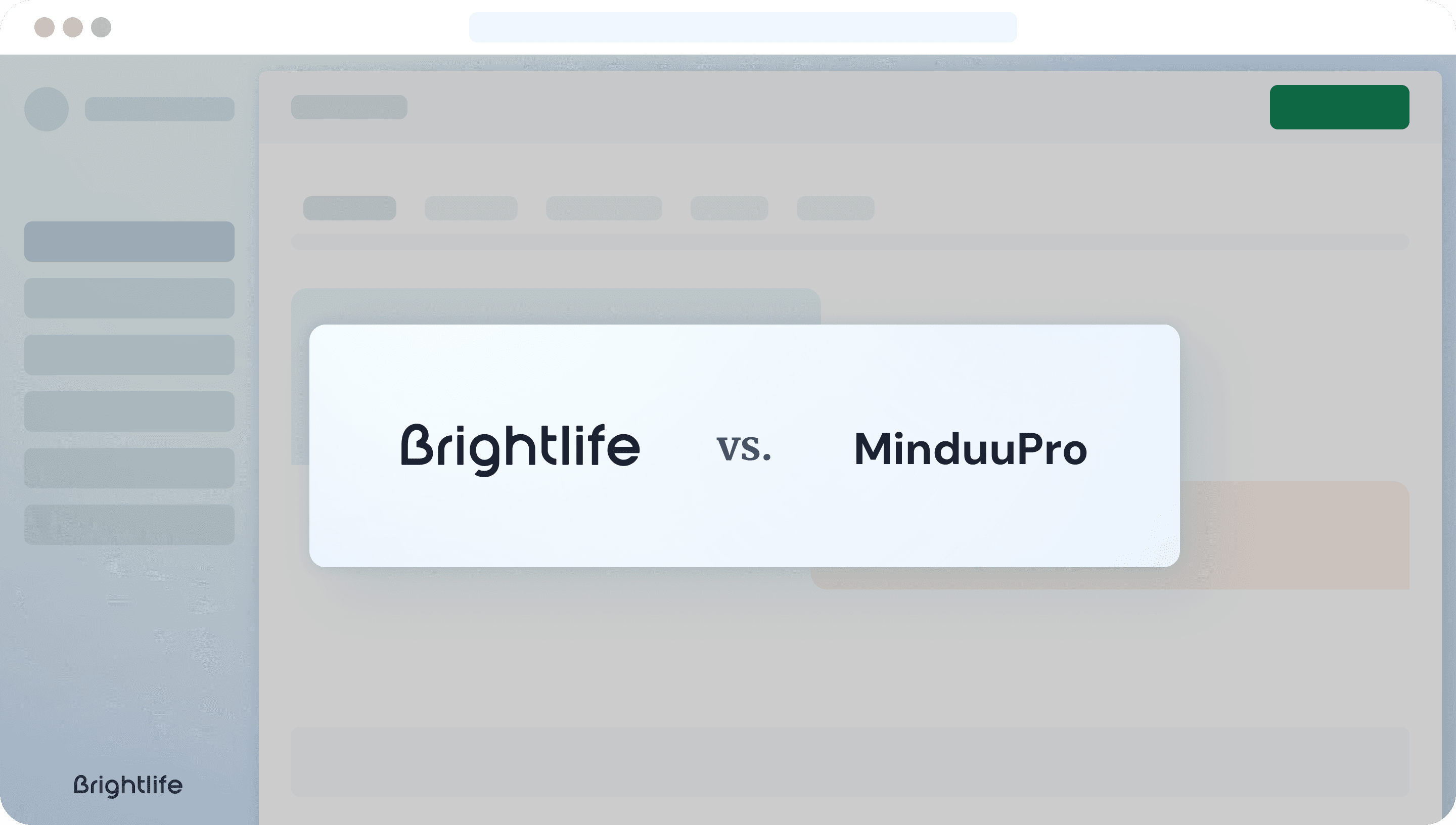 Brightlife vs. MinduuPro vertailunäkymä – terapiapalvelujen potilastietojärjestelmävertailu