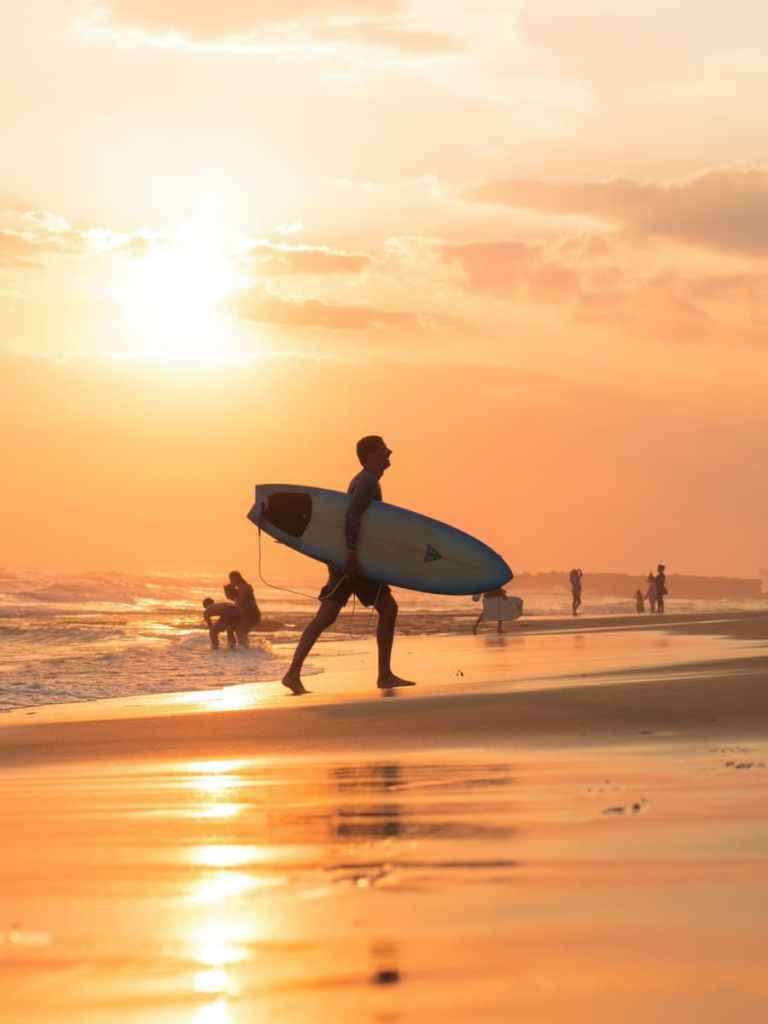 surfer at sunset, canggu