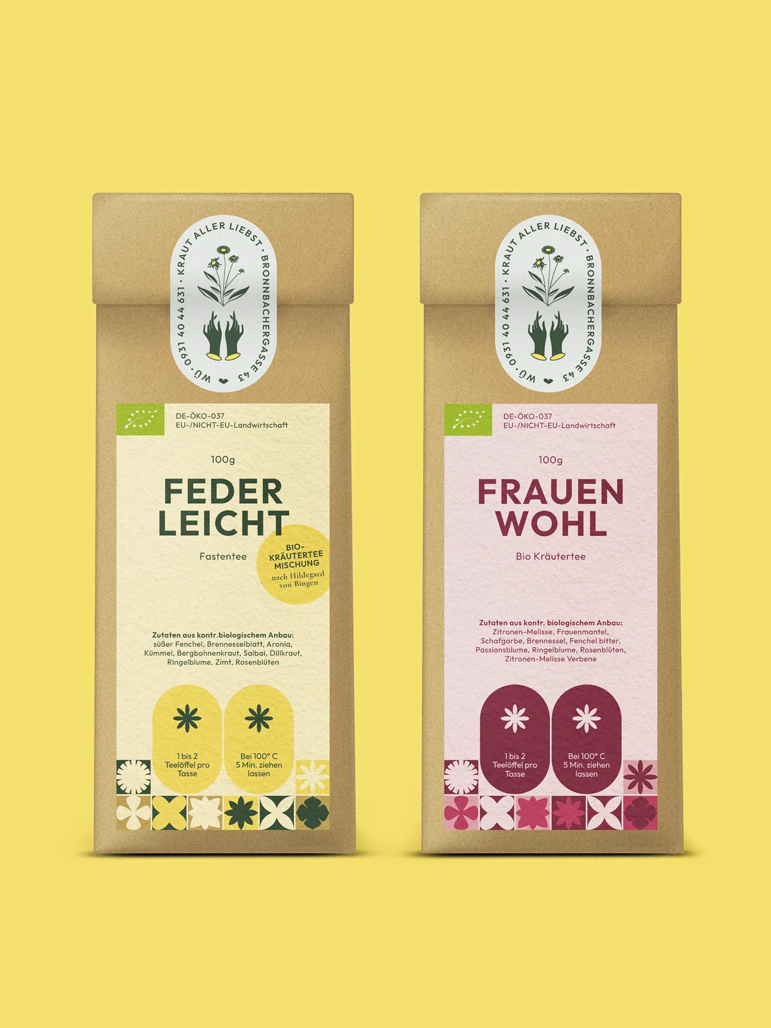Bio-Fastentee-Verpackung nach Hildegard von Bingen mit Zutatenliste und Zubereitung
