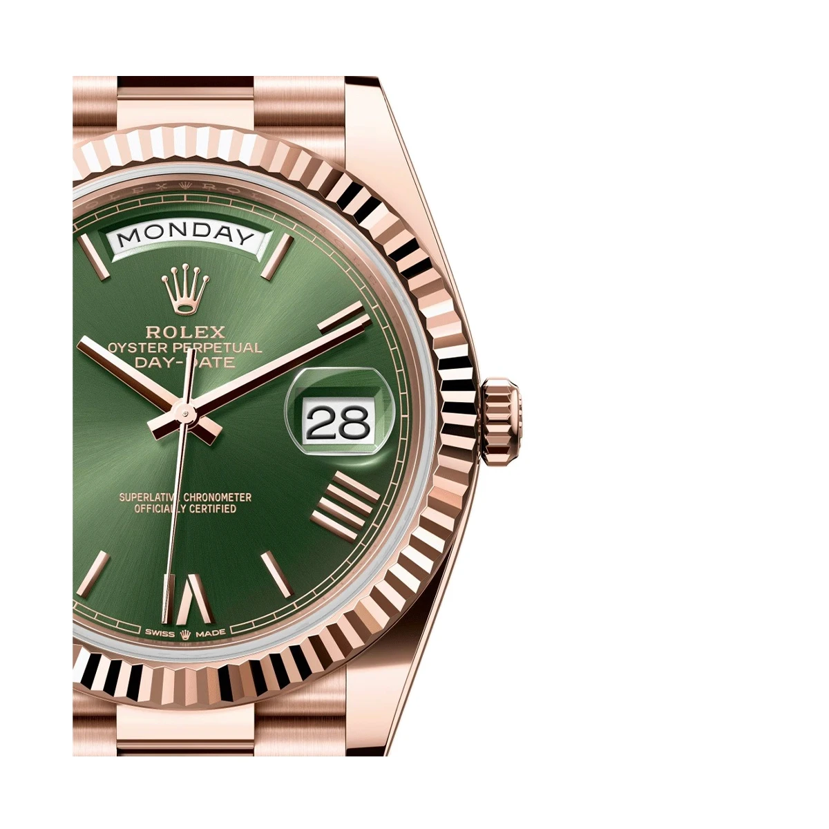 Buy ROLEX Day-Date 40 mm Rose Gold Olive Green Dial — photo 3