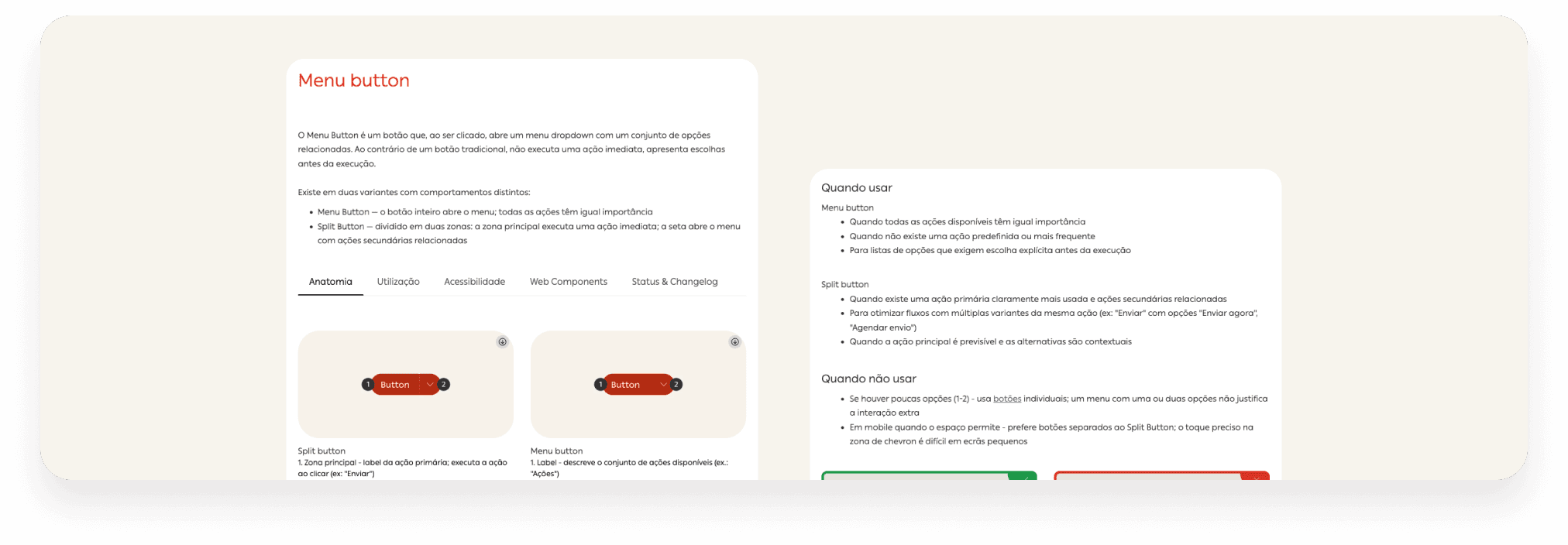 Examplo of documentation created for each component