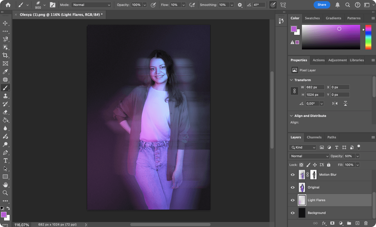 Photoshop UI add light flares