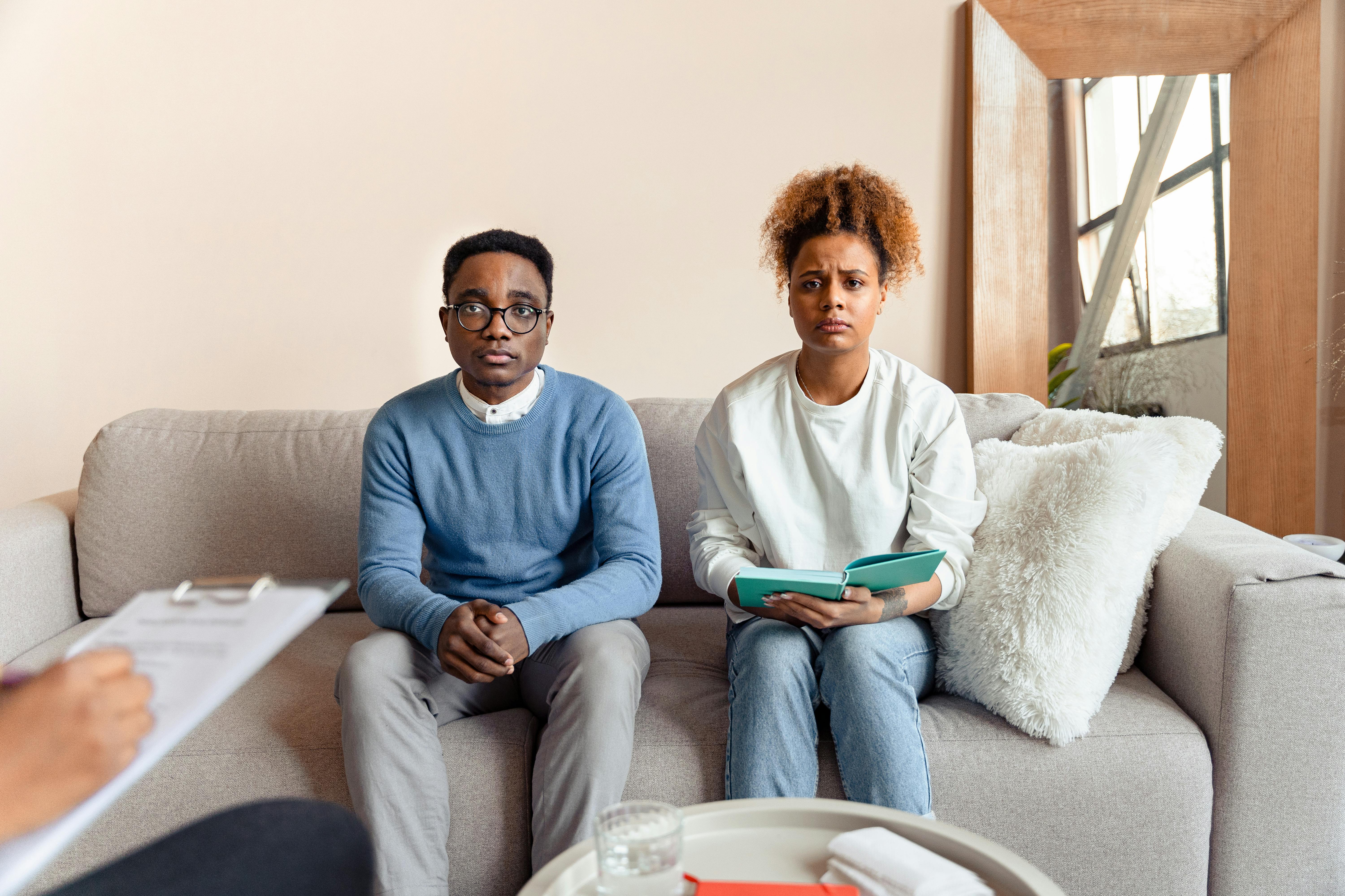 Couples in therapy on the couch