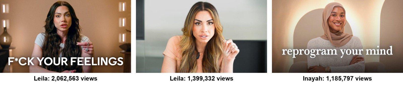 Leila Hormozi's two videos next to Inayah's