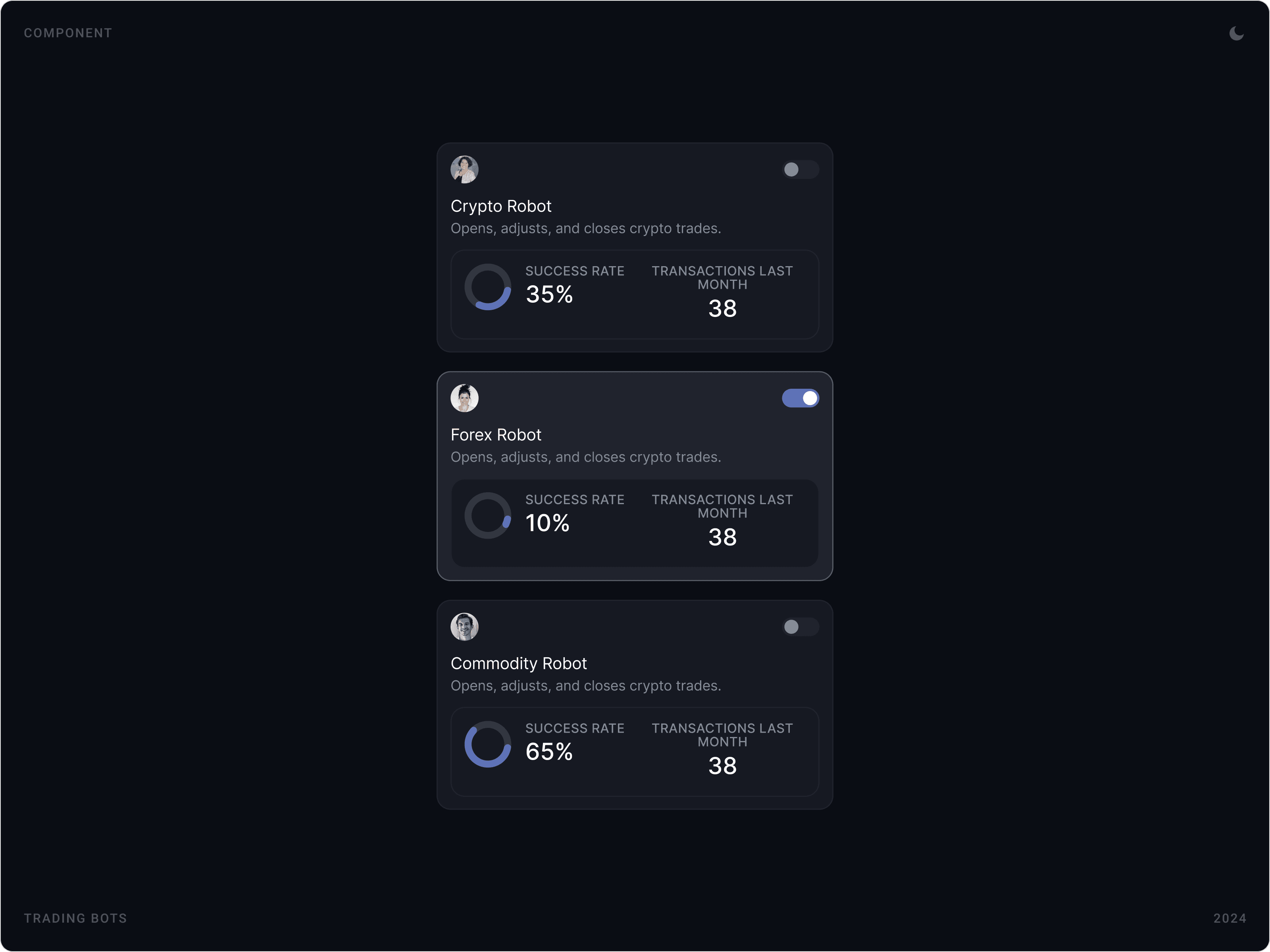 Professional Trading Bot Management Component Design