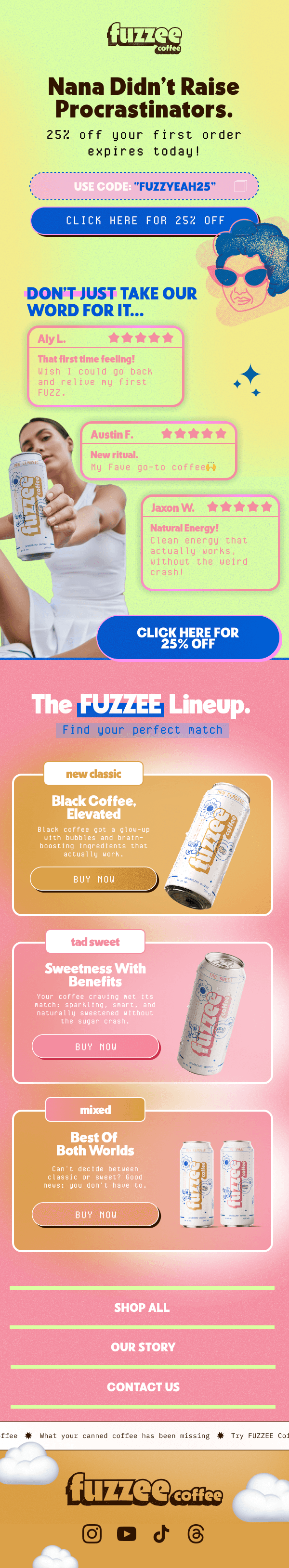 Fuzzee coffee email design