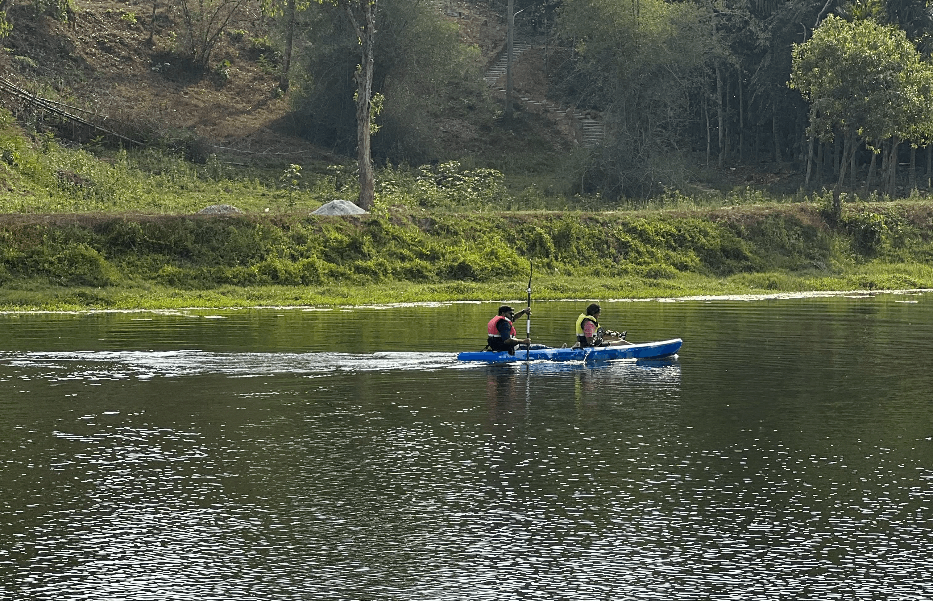 Visitors Kayaking at Sannidi Eco farms Lake