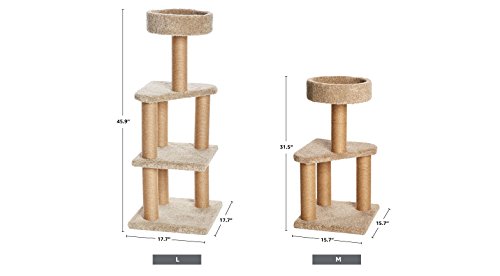 AmazonBasics Medium Cat Condo Activity Tree Tower with Scratching Post Toy - 16 x 16 x 31 Inches