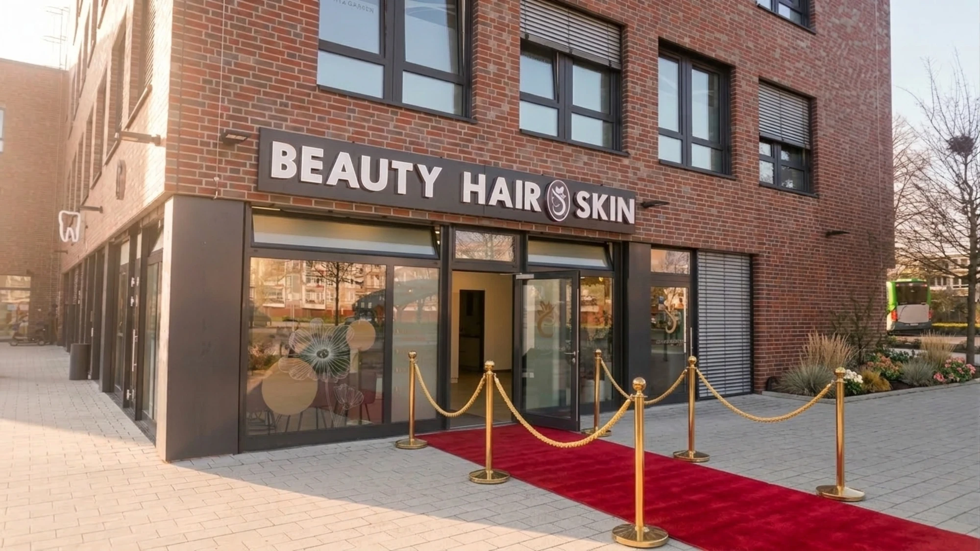 Smiling person with curly hair and closed eyes