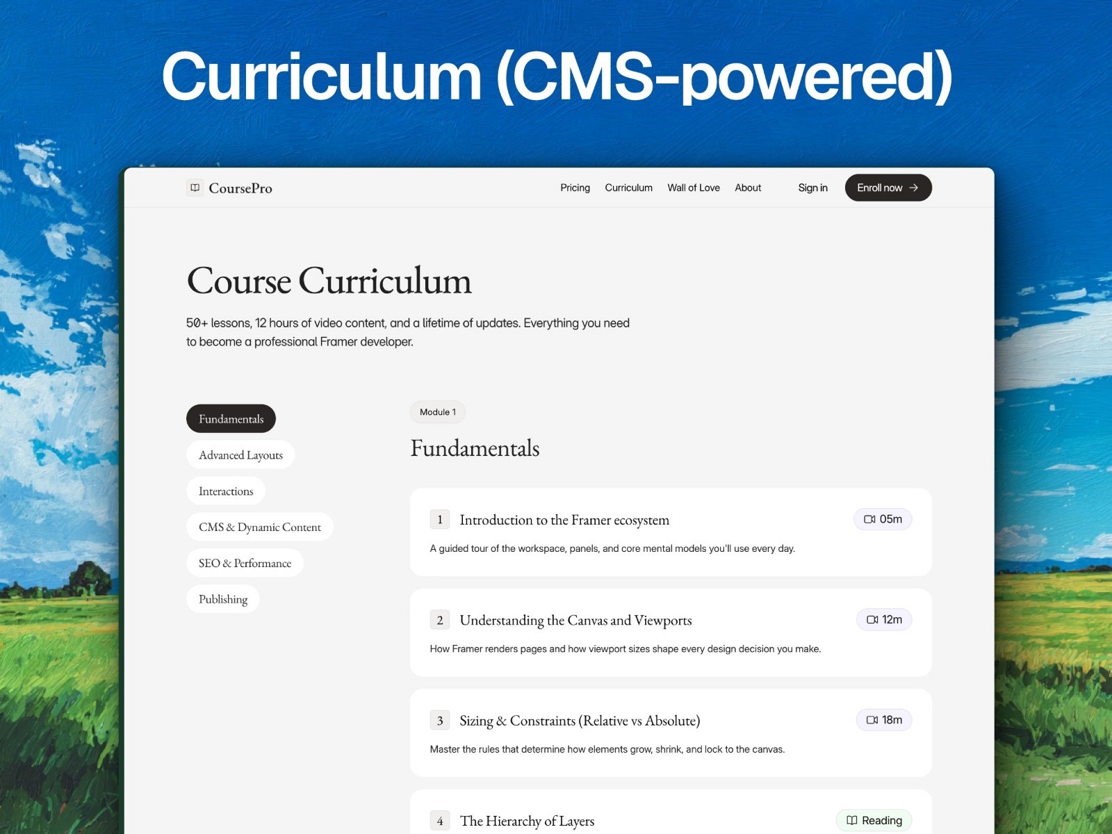 CoursePro — 黑白极简清爽浅色教育培训网站设计灵感