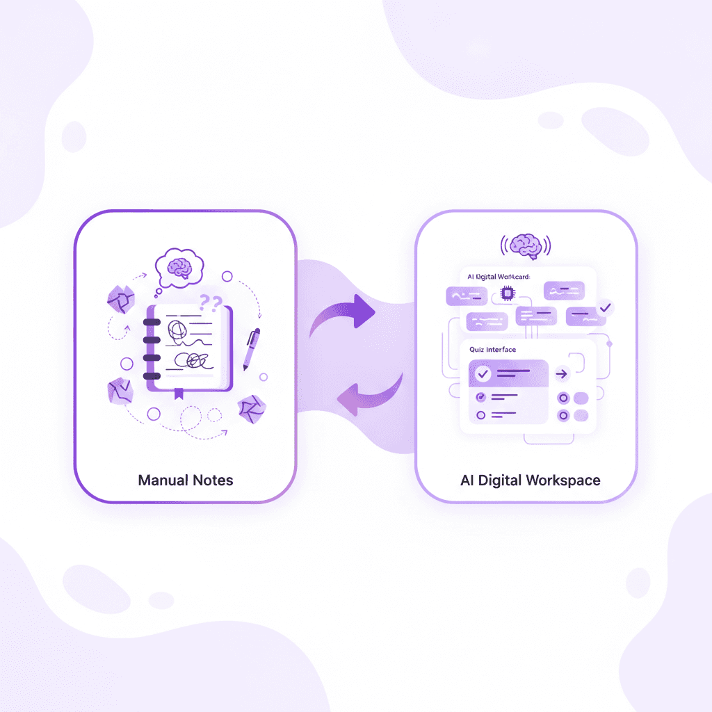 Comparison of manual study methods versus using a free AI study app