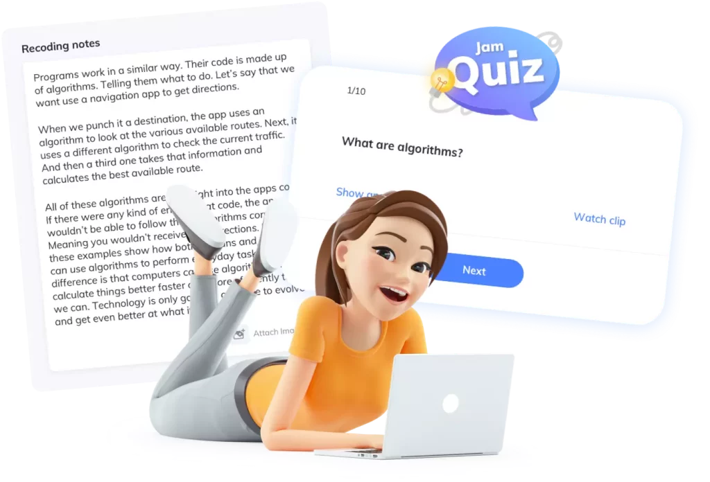 Screenshots of active recall using Jam Quiz