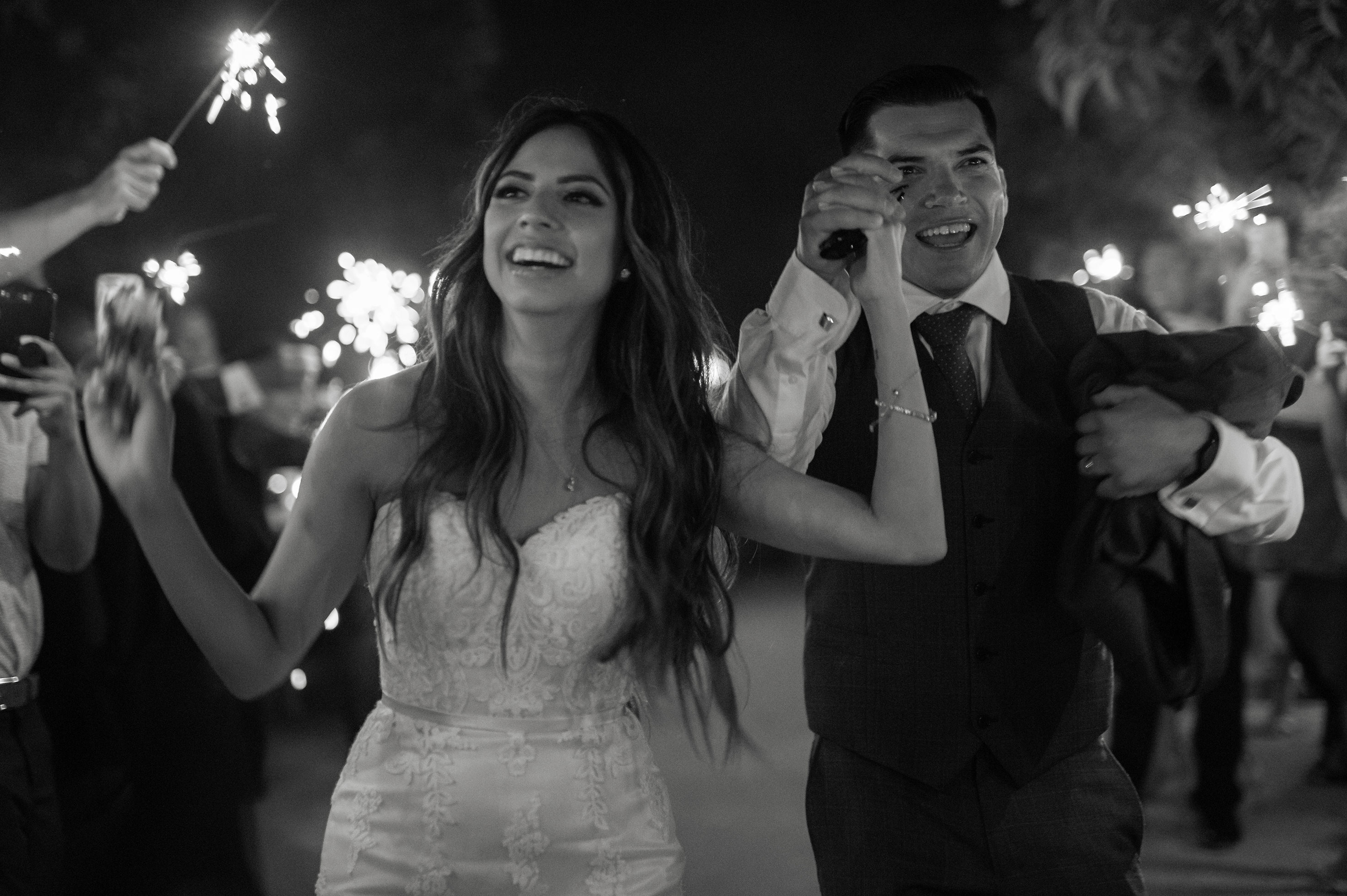 Sparkler exit photo at Gerry Ranch wedding