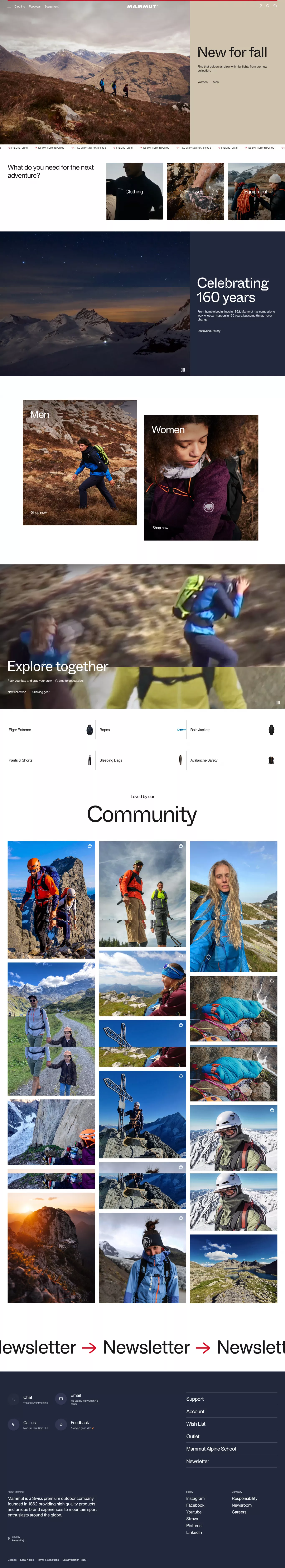 Mammut Online Shop ecommerce page screenshot showcasing Fashion and Sport design