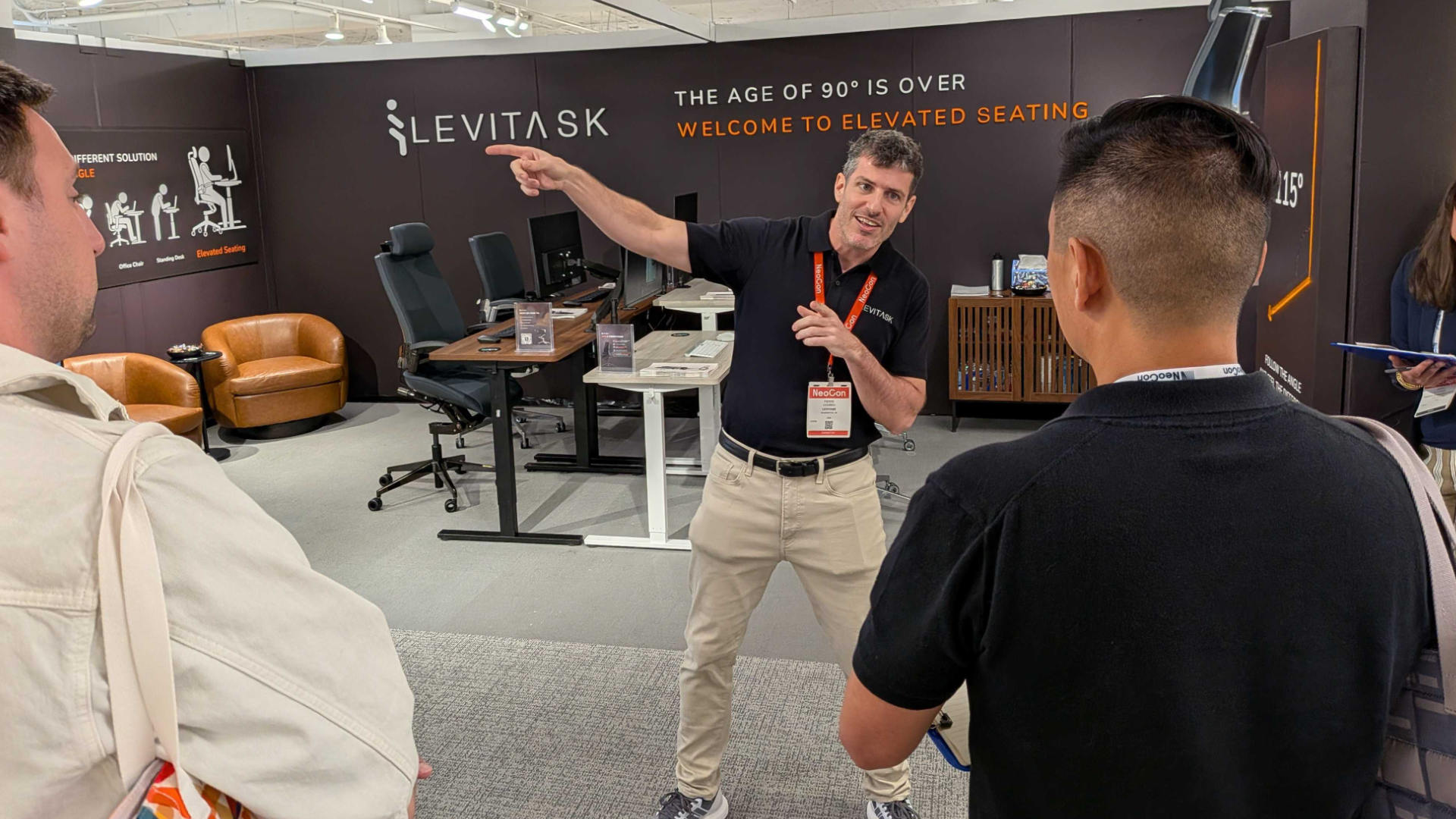 Levitask pitching the Elevated Seating concept and Vision Chair to the Best of NeoCon jury