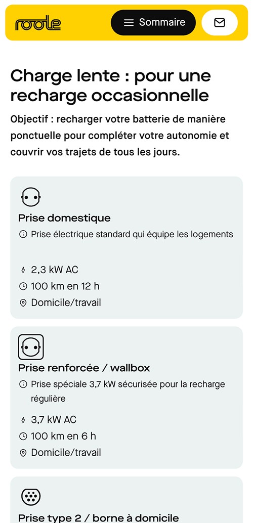 Version mobile du guide de la recharge