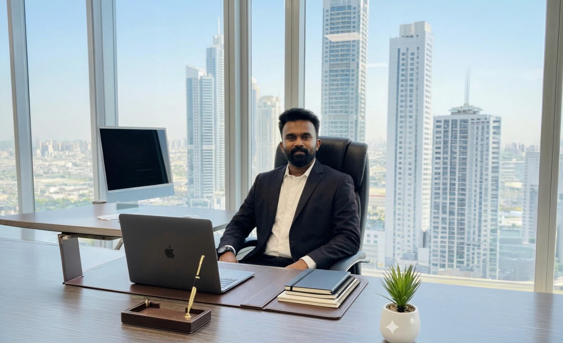 Team leader at desk