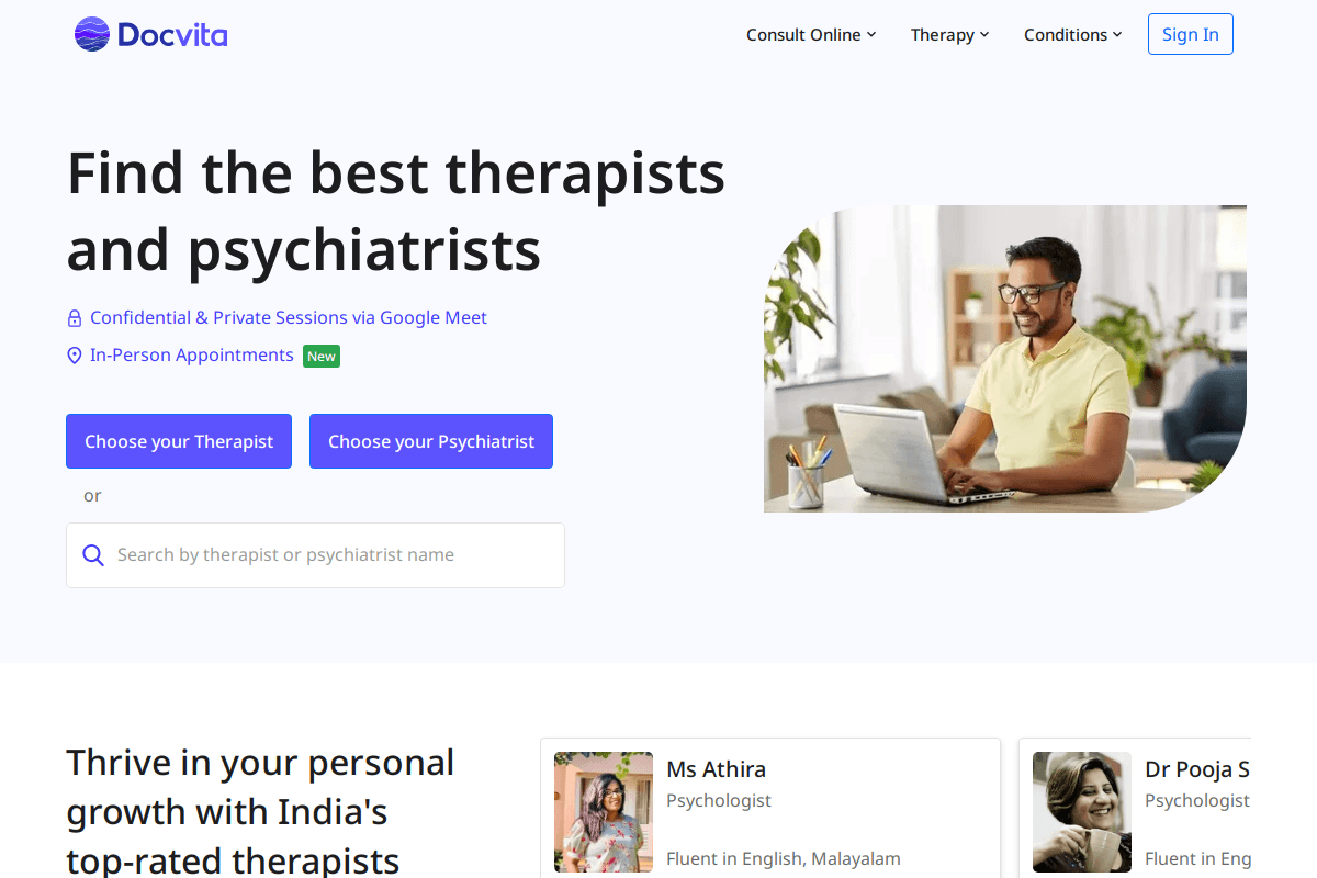 DocVita Website Interface