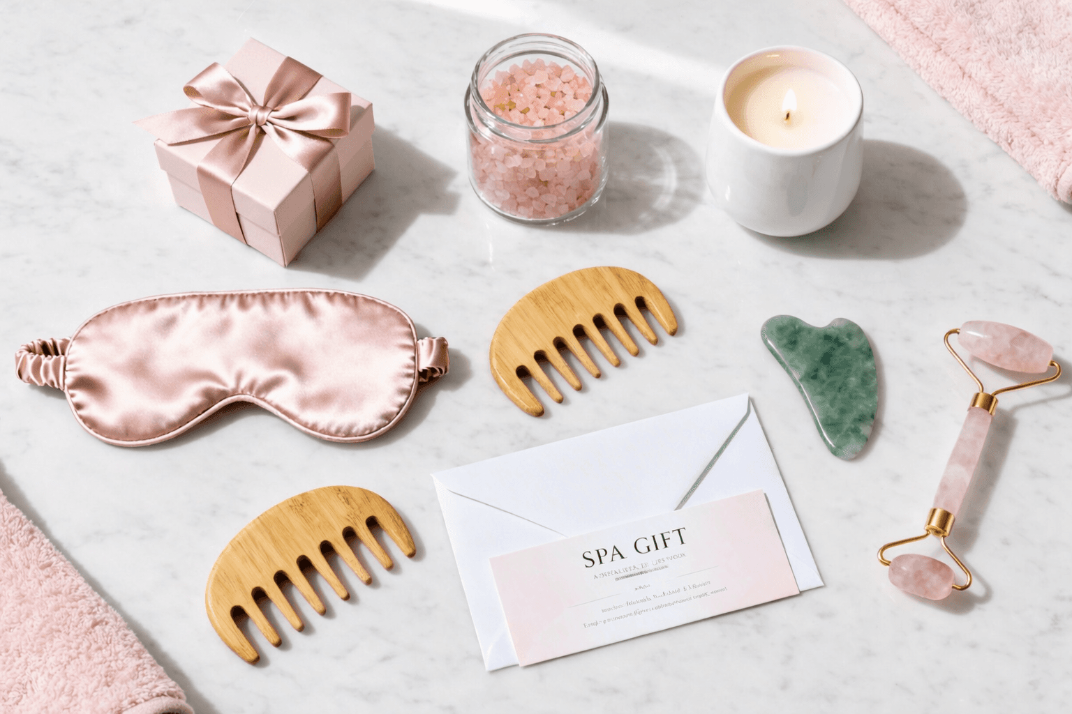 An assortment of spa items