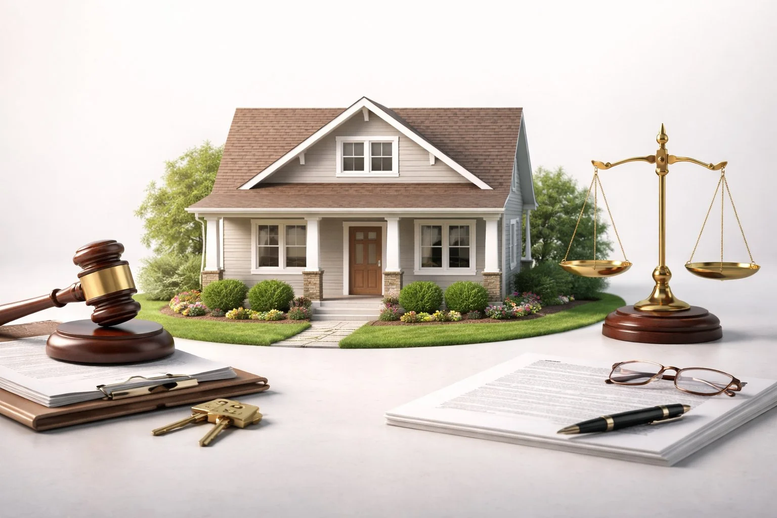 Family home highlighted, surrounded by minimal legal tools, symbolizing clarity and proper fit.