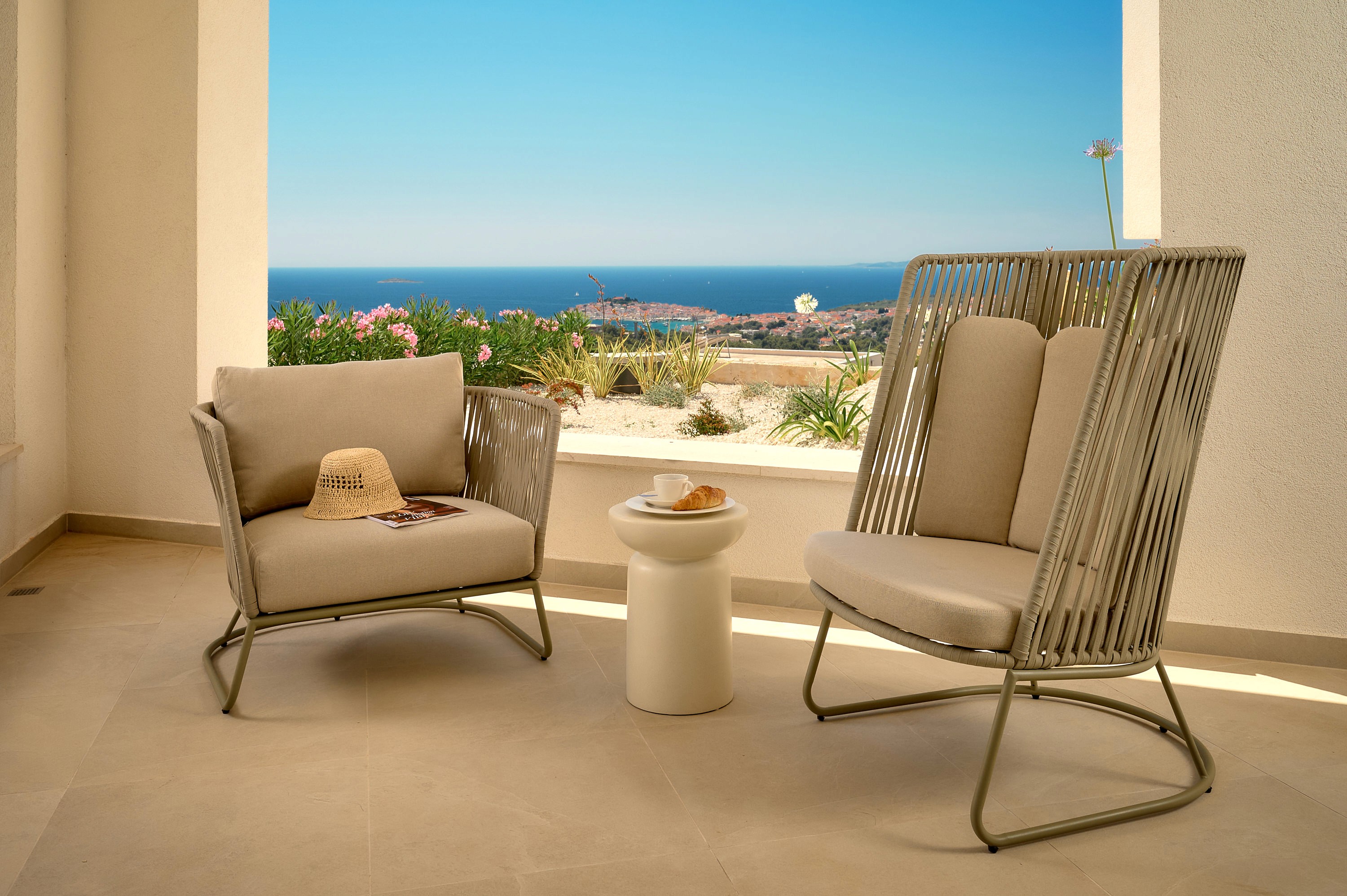 Large modern interior space with concrete walls