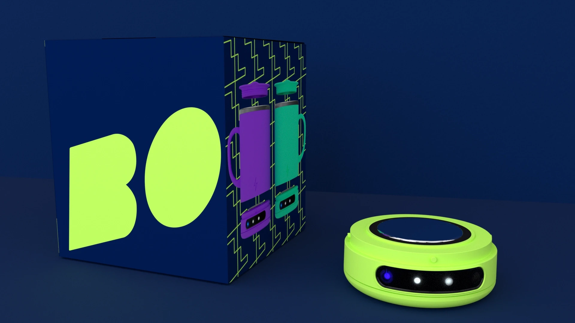 Packaging design and charger render for Bolt