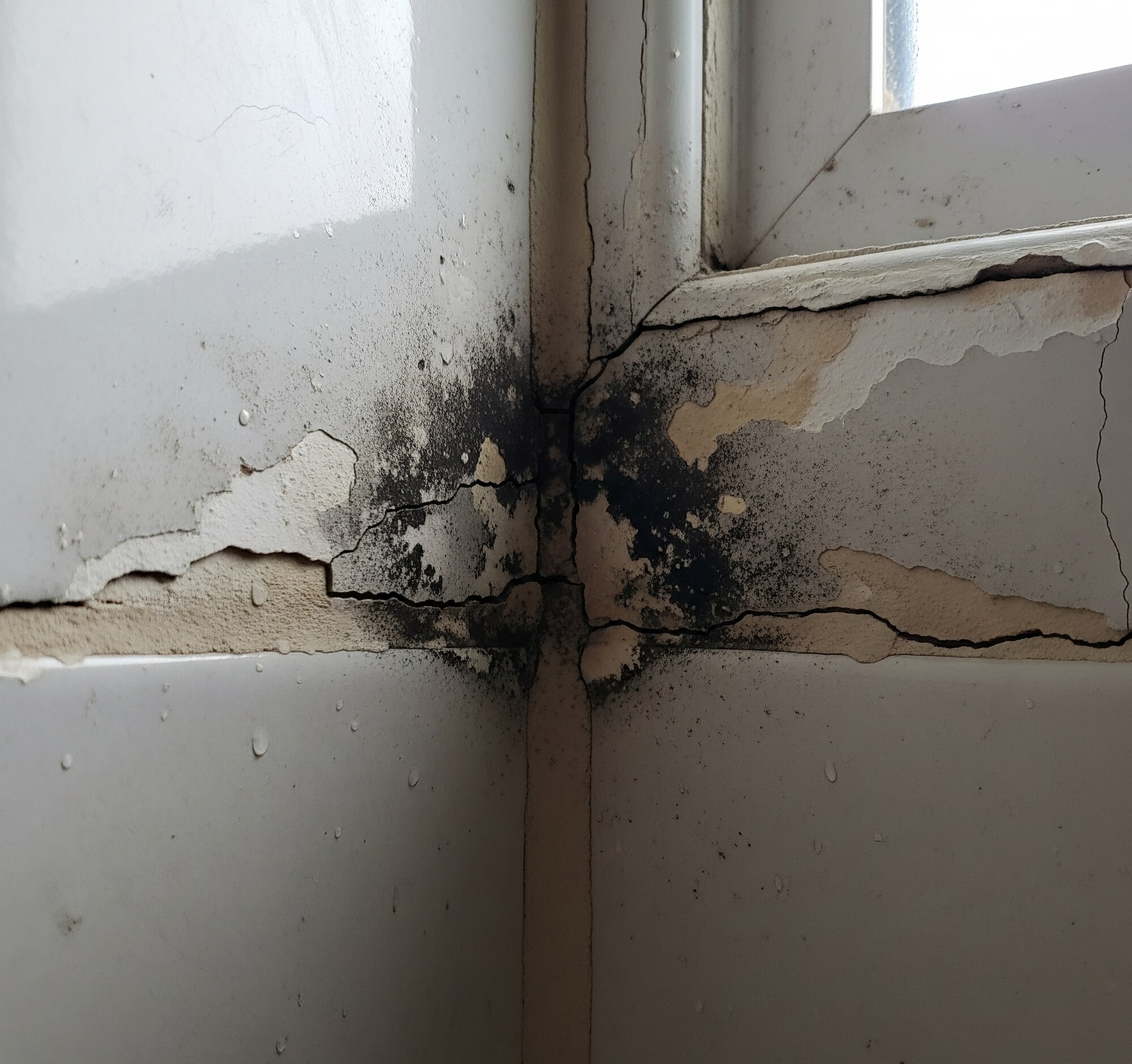 Close-up inspection of Gates drywall mold