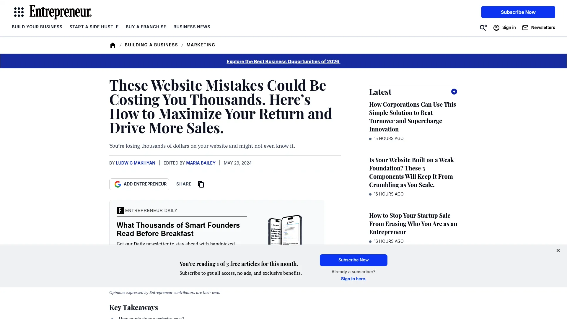Screenshot of www.entrepreneur.com