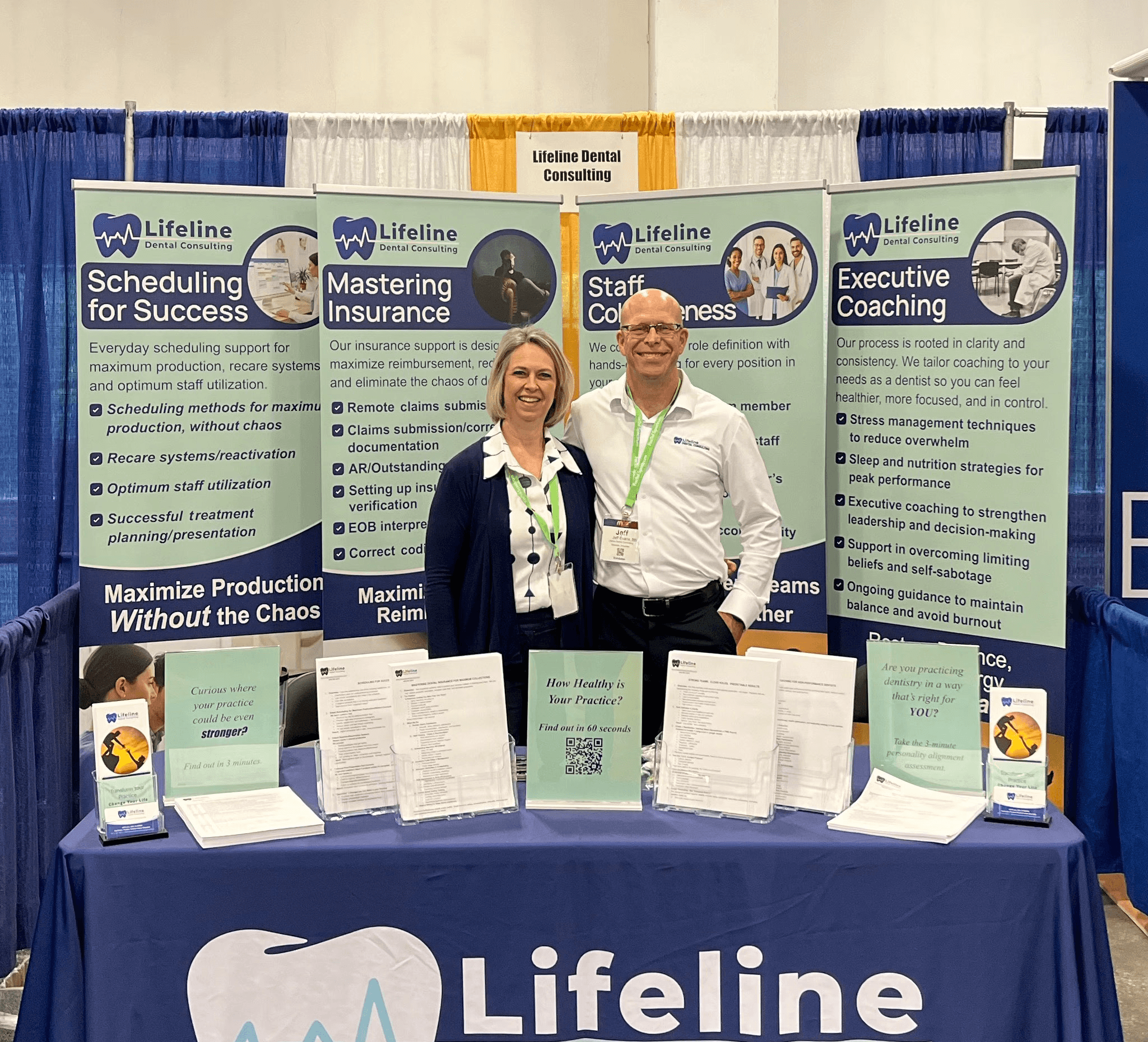 Jeff and Kim Evans — the team behind Lifeline Dental Consulting. With decades of dental, consulting, and leadership experience, they help dentists reduce stress, master insurance, and build thriving practices.
