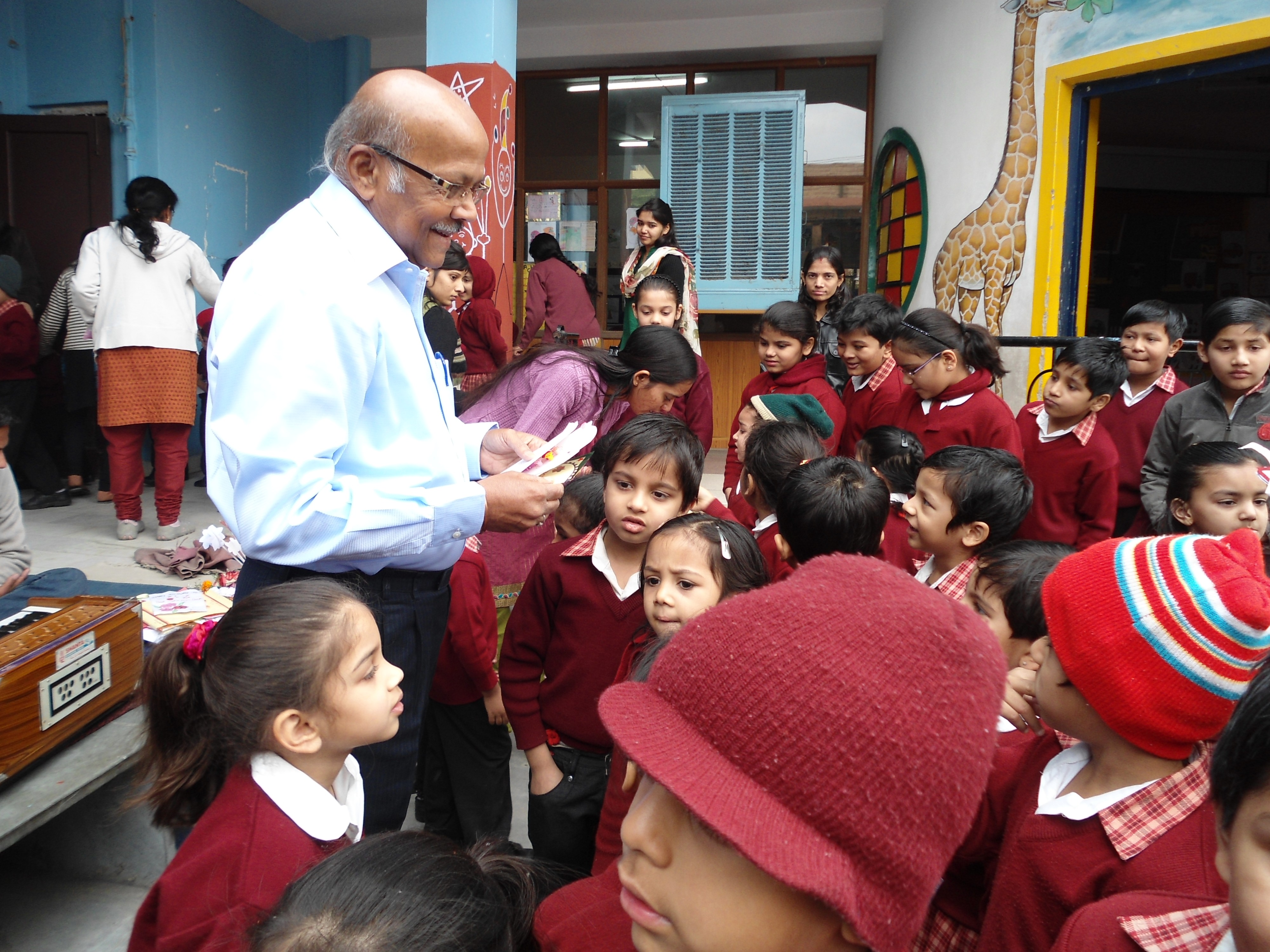 An old wooden desk in a vintage classroom setting